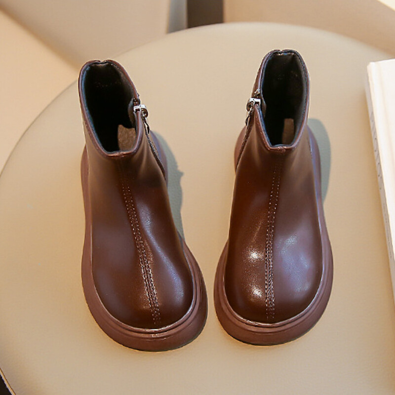 Παιδικές φθινοπωρινές μπότες μόδας Round-toe PU Δερμάτινες Παιδικές μονές μπότες Causal Ευέλικτο ανοιξιάτικο μποτάκι για κορίτσι με χοντρό κάτω μέρος