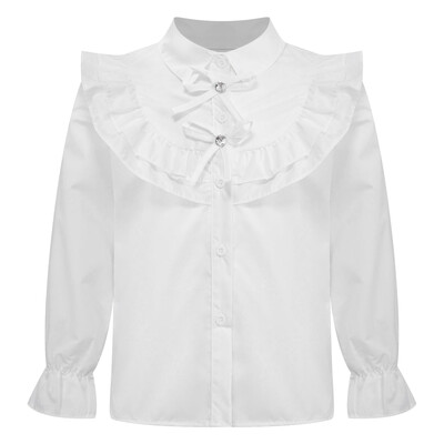 Lapsed, tüdrukud, valge pluus, volangidega särk, pikkade varrukatega, nööpidega särgid, topid Printsessi pulmapeo riided, vabaaja koolivorm