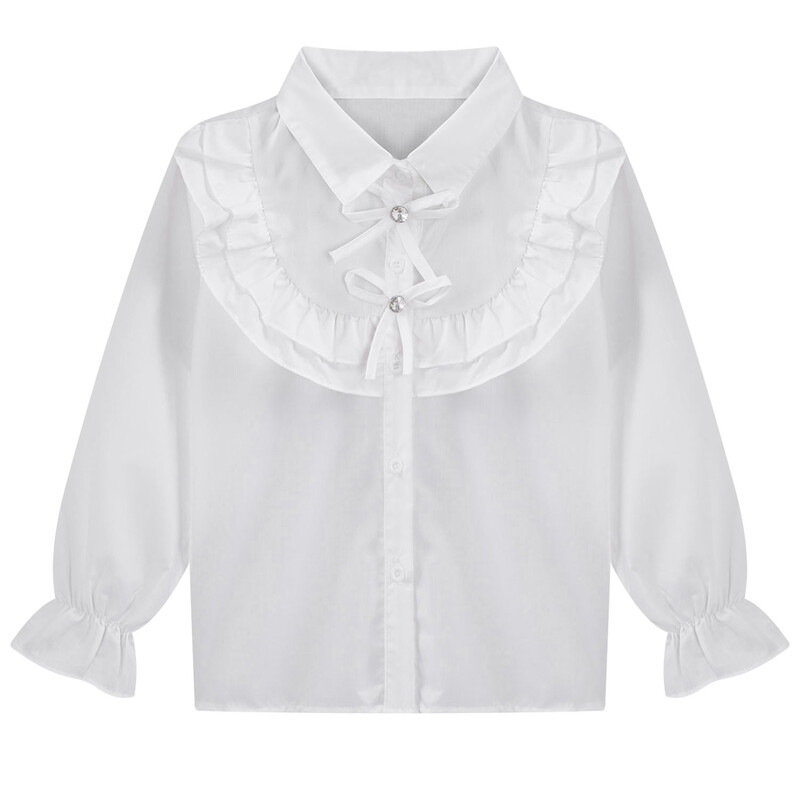 Lapsed, tüdrukud, valge pluus, volangidega särk, pikkade varrukatega, nööpidega särgid, topid Printsessi pulmapeo riided, vabaaja koolivorm