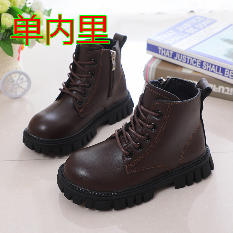 Модни плоски детски обувки за момичета Есенни кожени спортни ботуши Маратонки Детски боти до глезена 2022 Нови 3 4 5 6 7 8 9 10 11 12 години