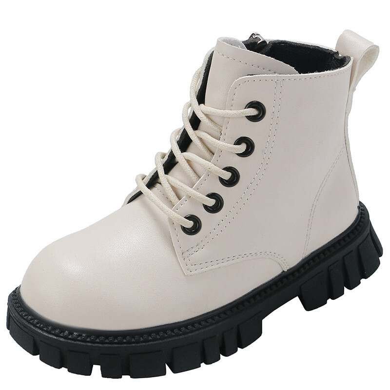 Модни плоски детски обувки за момичета Есенни кожени спортни ботуши Маратонки Детски боти до глезена 2022 Нови 3 4 5 6 7 8 9 10 11 12 години