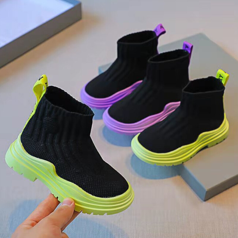 Есен Зима Детски маратонки Детски ежедневни обувки Плъзгащи се дишащи детски чорапи Обувки Неплъзгащи се ботуши за сняг Момчета Момичета Спортни обувки