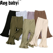 Dječje tajice Proljeće Jesen Vintage prugaste elastične hlače Jednobojne lepršave hlače visokog struka za djevojčice Odjeća za djevojčice