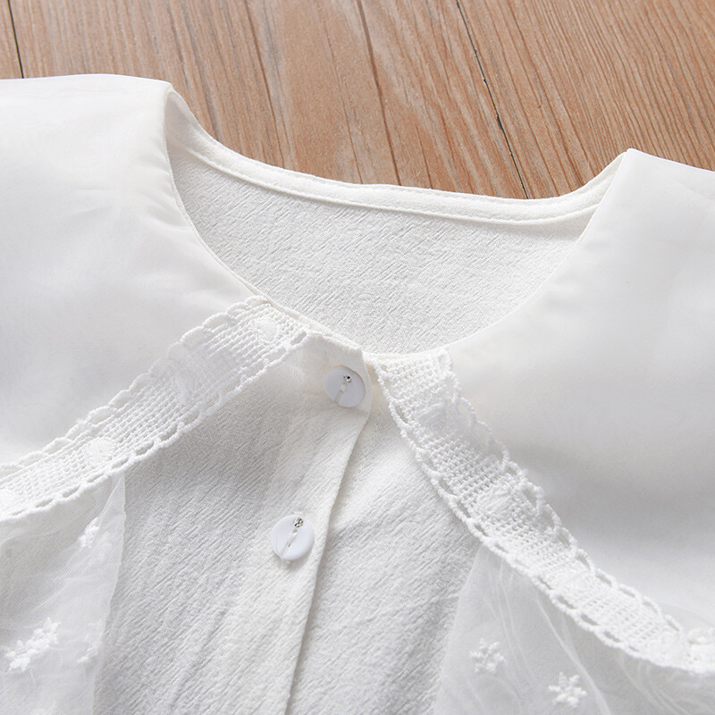 Särgid tüdrukutele Valged Kooliriided Tüdrukud Pluusid Pikkade varrukatega Laste Topid Pits Puuvillane Lasteriided Vestidos 6 8 10 14 aastat