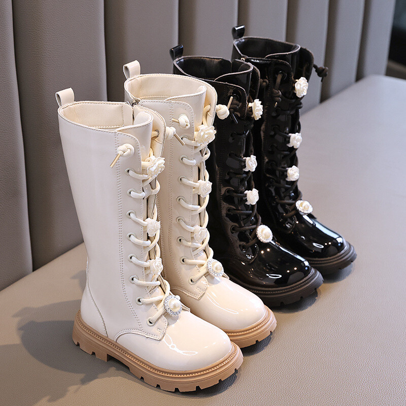 Primăvară și toamnă Nou 2024 Versatil Respirabil Dulci Fete Casual Cizme înalte Cizme elegante de prințesă Drop Shipping Moda Copii