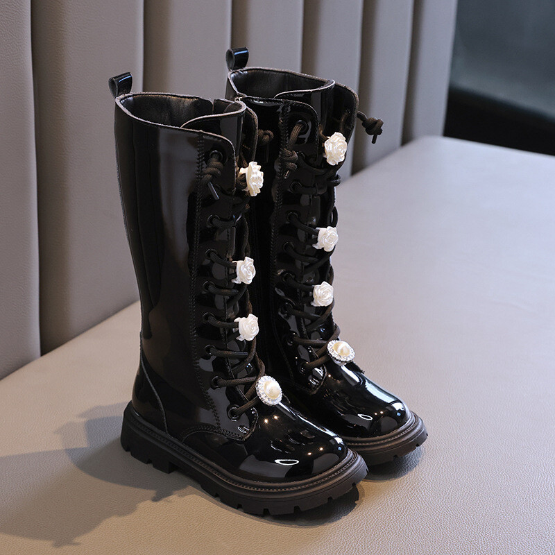 Primăvară și toamnă Nou 2024 Versatil Respirabil Dulci Fete Casual Cizme înalte Cizme elegante de prințesă Drop Shipping Moda Copii