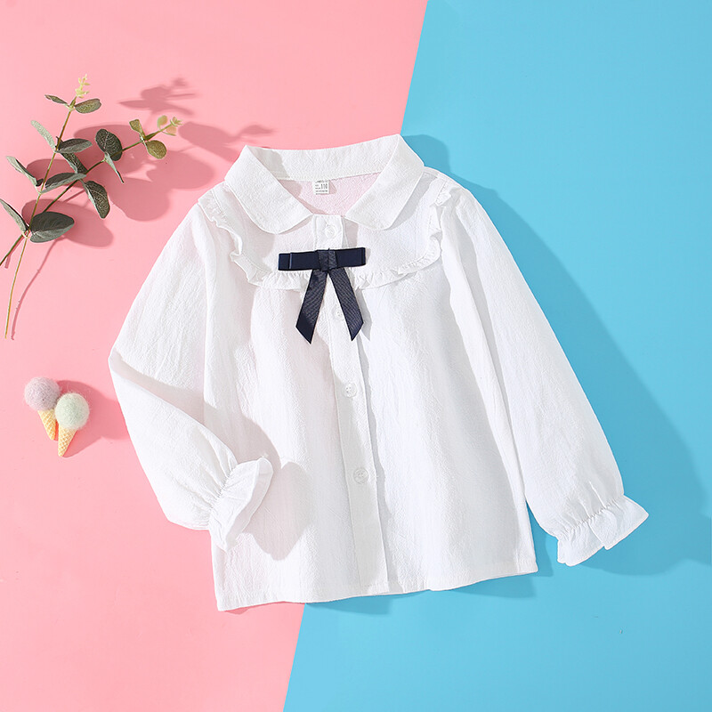 Košulje za djevojčice Pamuk Ležerna dječja odjeća Bijele bluze za djevojčice Dugi rukavi Košulje za djevojčice Jesen Proljeće Dječja odjeća za djevojčice