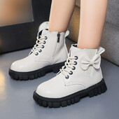 Размер 26-36 Мартин ботуши за момичета Детски къси ботуши Пролет и есен Единични нови черни ботуши ботуши челси