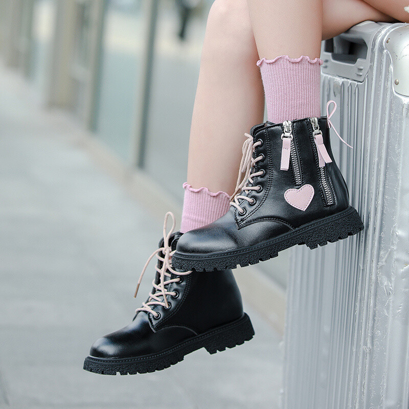 Udobne ležerne ljubavne dekoracije za djevojčice, tople čizme s patentnim zatvaračem, jesen/zima, okrugla glava, slatke, ležerne dnevne dječje čizme Zapatos Para Niños