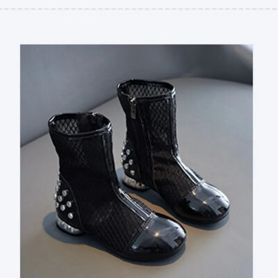 2024. aasta uued suvesaapad tüdrukutele Moodsad võrkkangast hingavad lühikesed saapad Laste ühevärvilised mitmekülgsed peosandaalid