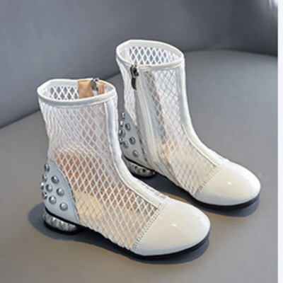 2024. aasta uued suvesaapad tüdrukutele Moodsad võrkkangast hingavad lühikesed saapad Laste ühevärvilised mitmekülgsed peosandaalid