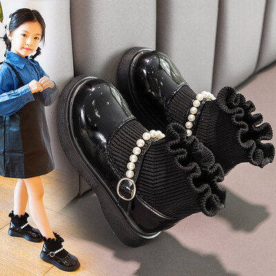 Jesenske dječje čizme Modne čizme za djevojčice Dječje gležnjače Crne ružičaste dječje kožne cipele Neklizajuće 2 3 4 5 6 7 8 9 10T