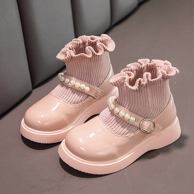 Jesenske dječje čizme Modne čizme za djevojčice Dječje gležnjače Crne ružičaste dječje kožne cipele Neklizajuće 2 3 4 5 6 7 8 9 10T