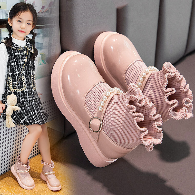 Jesenske dječje čizme Modne čizme za djevojčice Dječje gležnjače Crne ružičaste dječje kožne cipele Neklizajuće 2 3 4 5 6 7 8 9 10T