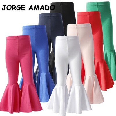 Noua vară Copii Fete Flare Legging Copii Casual Pantaloni elastici Culoare uni Slim Fit Baby Girl Pantaloni cu fundul clopot B2580