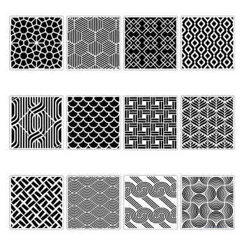 M17F 24Pieces Art Geometric Stencils 6 6 for DIY Art Wall Art Furniture Decoration