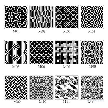 M17F 24Pieces Art Geometric Stencils 6 6 for DIY Art Wall Art Furniture Decoration