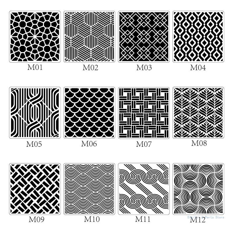 M17F 24 бр. Художествени геометрични шаблони 6 6 за декорация на мебели „направи си сам“