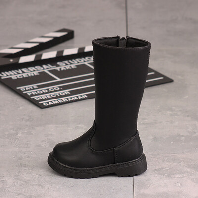 Cizme înalte la modă pentru copii, băieți, fete plus cizme romane calde din catifea, pur clasic, negru, calitate superioară, pantofi pentru bebeluși