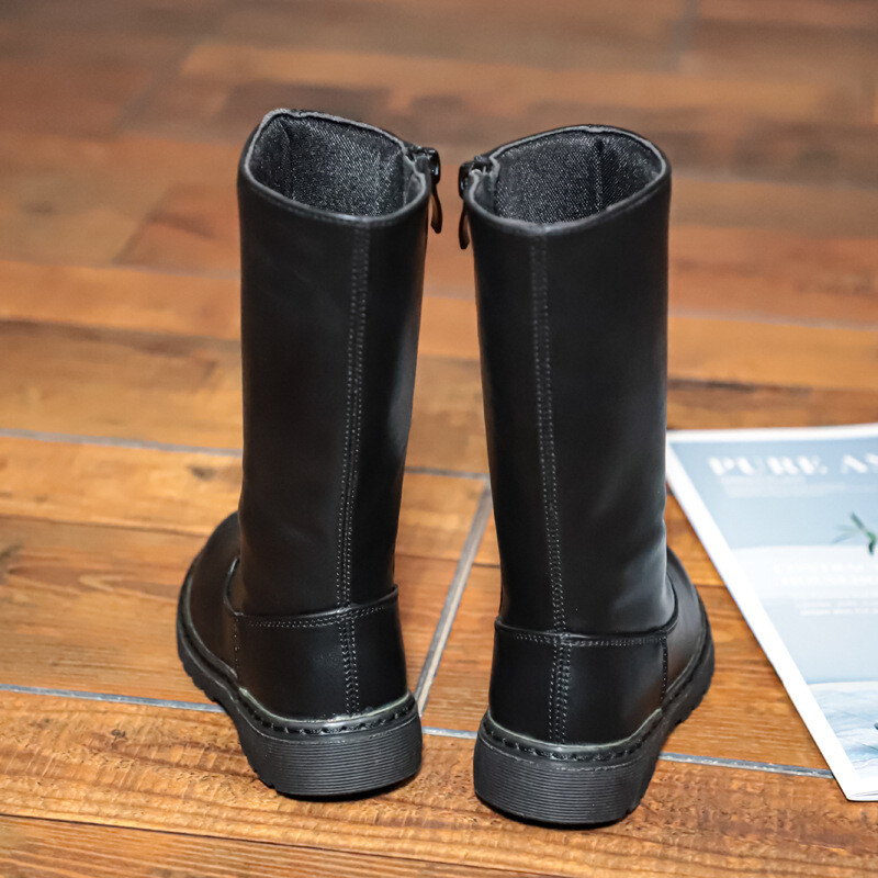 Cizme înalte la modă pentru copii, băieți, fete plus cizme romane calde din catifea, pur clasic, negru, calitate superioară, pantofi pentru bebeluși