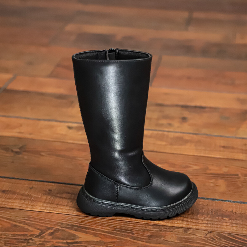 Cizme înalte la modă pentru copii, băieți, fete plus cizme romane calde din catifea, pur clasic, negru, calitate superioară, pantofi pentru bebeluși