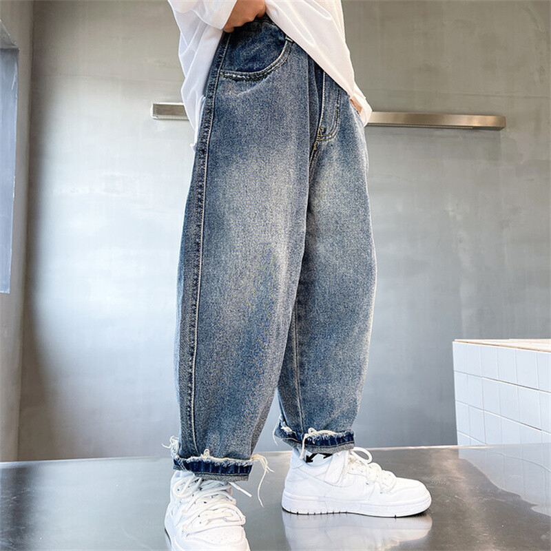 Poiste Jean Püksid Pikad Püksid Puuvill 2024 Kevad sügis Beebi Lapsed Püksid Teismelised Välisrõivad Kvaliteetsed lasteriided