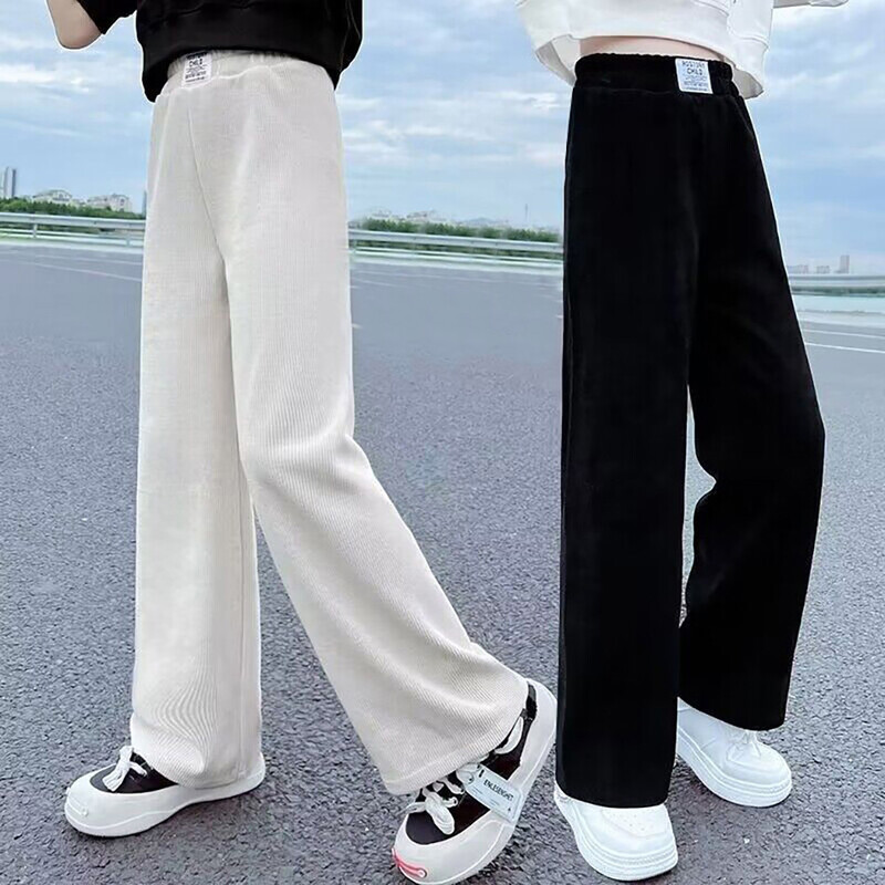 2024. Odjeća za igru za djevojčice Dječje široke modne trenirke Dječje hlače Tinejdžerske mekane korejske trkačice Ležerne crno-bijele hlače 4-14 godina