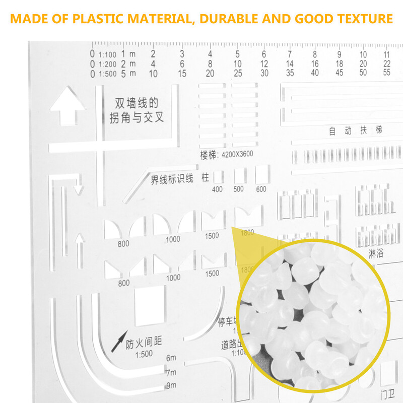 Архитектурна черта Линийка Форма Шаблони Геометричен шаблон за рисуване Специален кръг 28x115cm Прозрачен инструмент