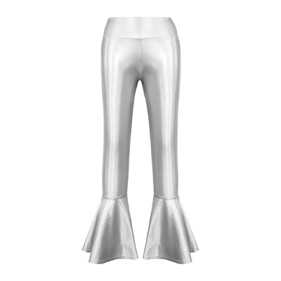 Pantaloni lungi negri pentru fete pentru copii, culoare pură, cu centură elastică în talie, cu cravată, pantaloni evazați, la modă pentru copii, pantaloni pentru dansul de jazz.