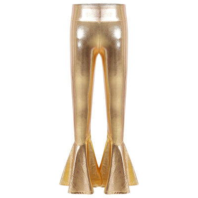 Pantaloni lungi negri pentru fete pentru copii, culoare pură, cu centură elastică în talie, cu cravată, pantaloni evazați, la modă pentru copii, pantaloni pentru dansul de jazz.