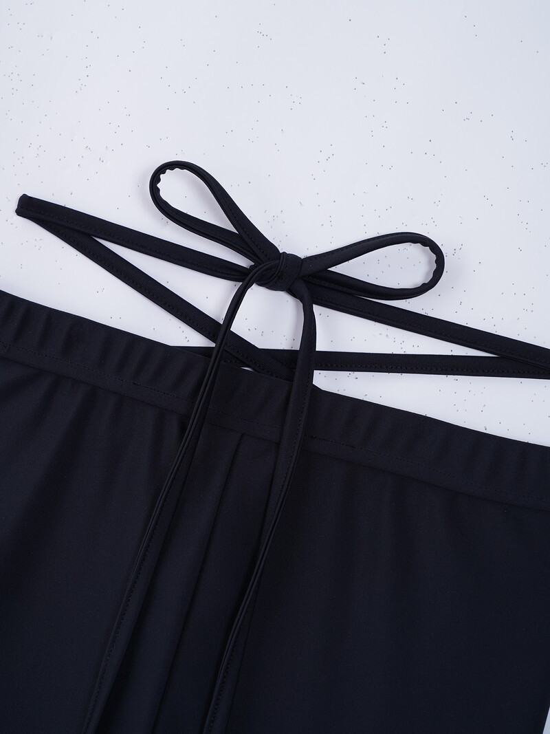 Pantaloni lungi negri pentru fete pentru copii, culoare pură, cu centură elastică în talie, cu cravată, pantaloni evazați, la modă pentru copii, pantaloni pentru dansul de jazz.