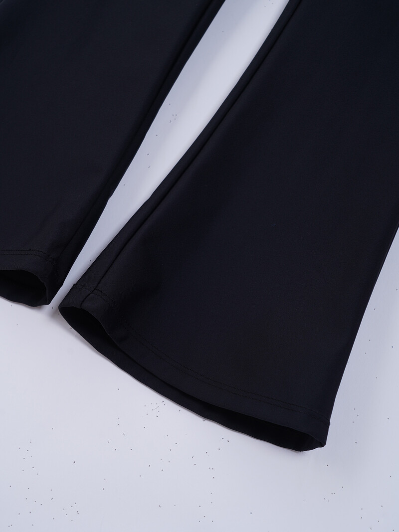 Pantaloni lungi negri pentru fete pentru copii, culoare pură, cu centură elastică în talie, cu cravată, pantaloni evazați, la modă pentru copii, pantaloni pentru dansul de jazz.