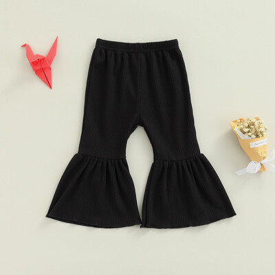 FOCUSNORM 0-6Y Sügis Lapsed Tüdrukud Armsad lainetavad püksid 4 värvi kõrge vöökohaga elastsed ühevärvilised volangid püksid püksid