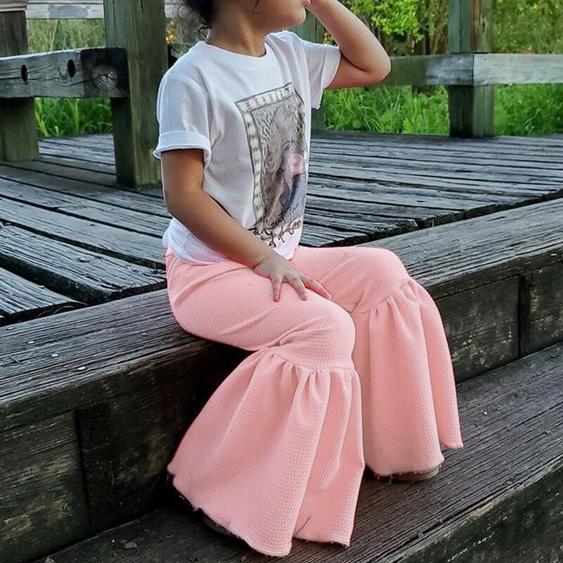 FOCUSNORM 0-6Y Sügis Lapsed Tüdrukud Armsad lainetavad püksid 4 värvi kõrge vöökohaga elastsed ühevärvilised volangid püksid püksid