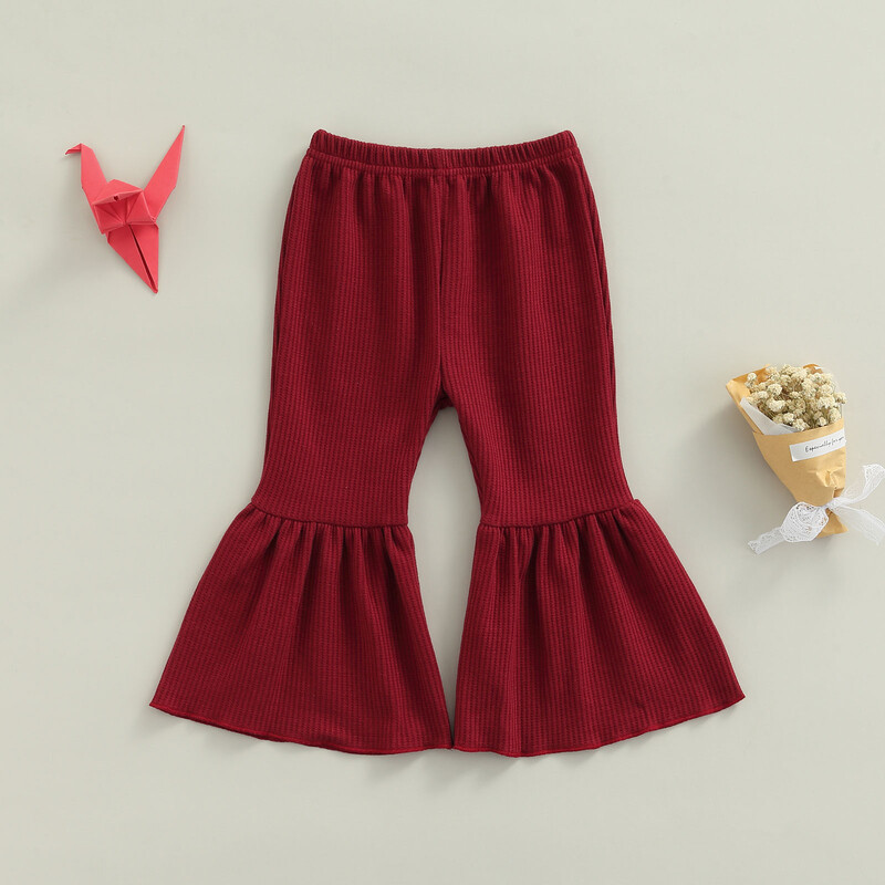 FOCUSNORM 0-6Y Sügis Lapsed Tüdrukud Armsad lainetavad püksid 4 värvi kõrge vöökohaga elastsed ühevärvilised volangid püksid püksid