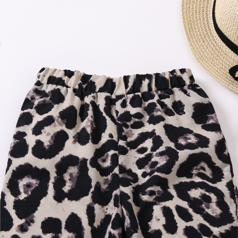 Moda fetiță pantaloni cu picior lat cu imprimeu leopard vară primăvară toamnă copil mic pantaloni evazați haine respirabile pentru bebeluși 4-7 ani