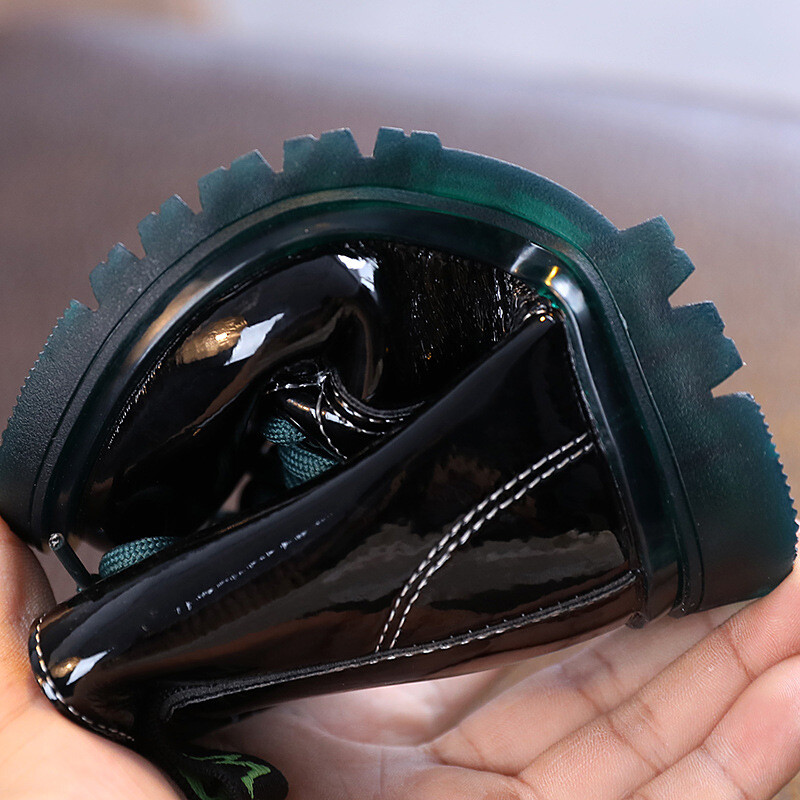 Poiste ja tüdrukute kevadsaapad Moodsad pehme põhjaga lakknahast laste mustad kingad, suurus 26-30