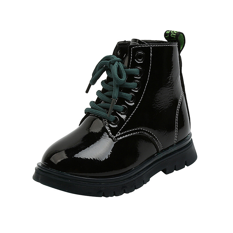 Poiste ja tüdrukute kevadsaapad Moodsad pehme põhjaga lakknahast laste mustad kingad, suurus 26-30