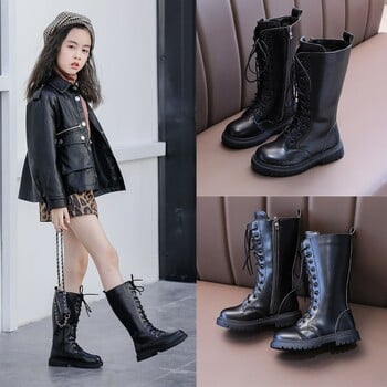 Little Girl High Boots Παιδικά Παπούτσια 2020 Girlish Winter Snow Leather Boot Παιδικά αθλητικά παπούτσια για εφήβους 3 4 5 6 7 8 11 12 13 ετών