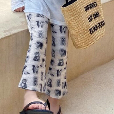 Tüdrukute püksid Vesimärgiga multifilm mikro laieneva põhjaga püksid, uued lasteriided 2024. aasta kevadsuveks