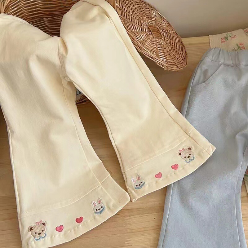 Παντελόνι για κορίτσια 1-6 ετών Κέντημα κινουμένων σχεδίων με φουσκωτό παντελόνι 2024 Νέο κορεατικό στυλ παιδικά ρούχα Παιδικά ανοιξιάτικα καθημερινά παντελόνια