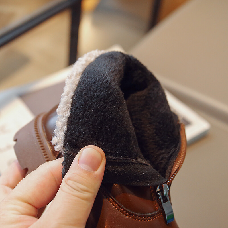 Laste talvesaapad, ühevärvilised platvormi ees tõmblukk Laste saapad sääre keskel, mood 26-36 must pruun unisex poiste tüdrukute kingad