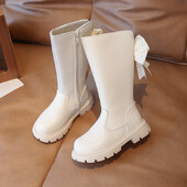 Ботуши за момичета Bow Lace Princess Shoes Есен Зима На открито Неплъзгащи се Детски високи ботуши Ветроустойчиви Водоустойчиви детски обувки