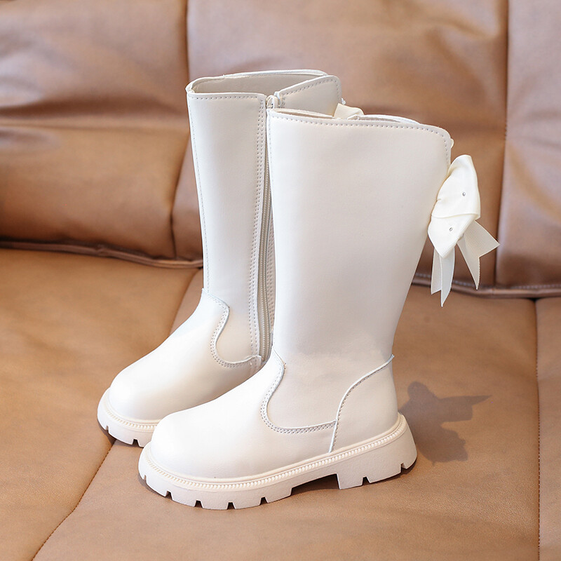Ботуши за момичета Bow Lace Princess Shoes Есен Зима На открито Неплъзгащи се Детски високи ботуши Ветроустойчиви Водоустойчиви детски обувки