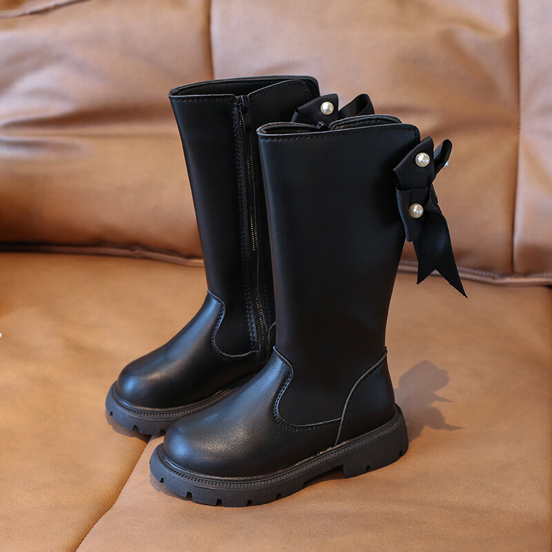 Ботуши за момичета Bow Lace Princess Shoes Есен Зима На открито Неплъзгащи се Детски високи ботуши Ветроустойчиви Водоустойчиви детски обувки