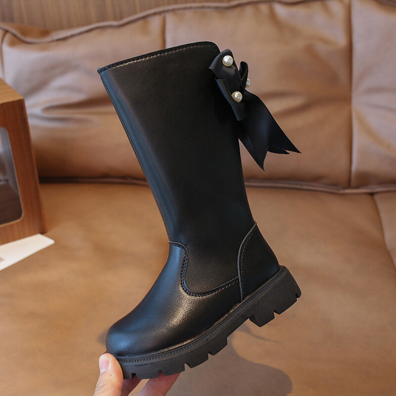 Ботуши за момичета Bow Lace Princess Shoes Есен Зима На открито Неплъзгащи се Детски високи ботуши Ветроустойчиви Водоустойчиви детски обувки