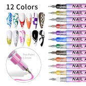 0,5 mm pixuri nail art marker acrilic 12 culori vârf extra fin cerneală lichidă vopsea graffiti sticlă ceramică pânză țesătură nail art desen