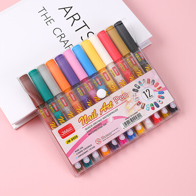 0,5 mm pixuri nail art marker acrilic 12 culori vârf extra fin cerneală lichidă vopsea graffiti sticlă ceramică pânză țesătură nail art desen