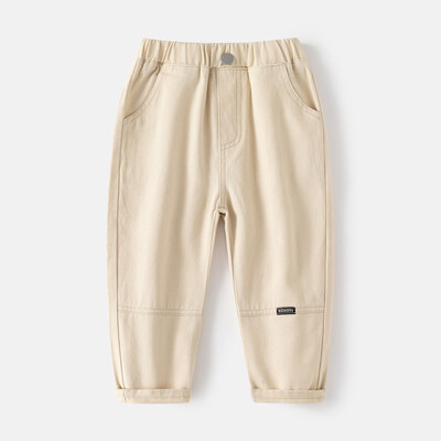 Sügisene vabaaja laste poiste jooksupüksid Puuvillane kleebis Soliidne poissmeeste dressipüksid elastne vöökoht Mitmekülgsed imikutele mõeldud poisipüksid