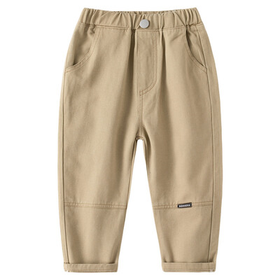 Sügisene vabaaja laste poiste jooksupüksid Puuvillane kleebis Soliidne poissmeeste dressipüksid elastne vöökoht Mitmekülgsed imikutele mõeldud poisipüksid